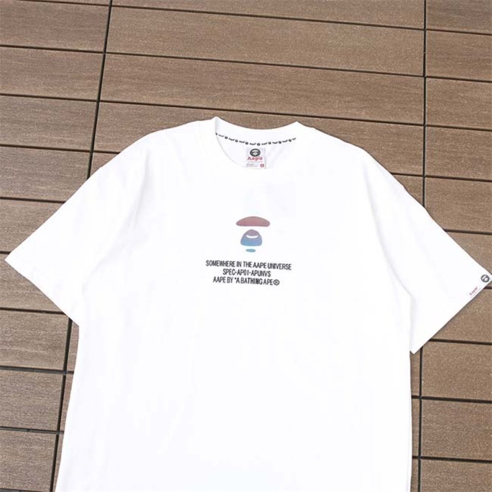 AAPE Colorful Ape Head Lettering Logo T-Shirt - White Short Sleeve - Picture 2 of 6